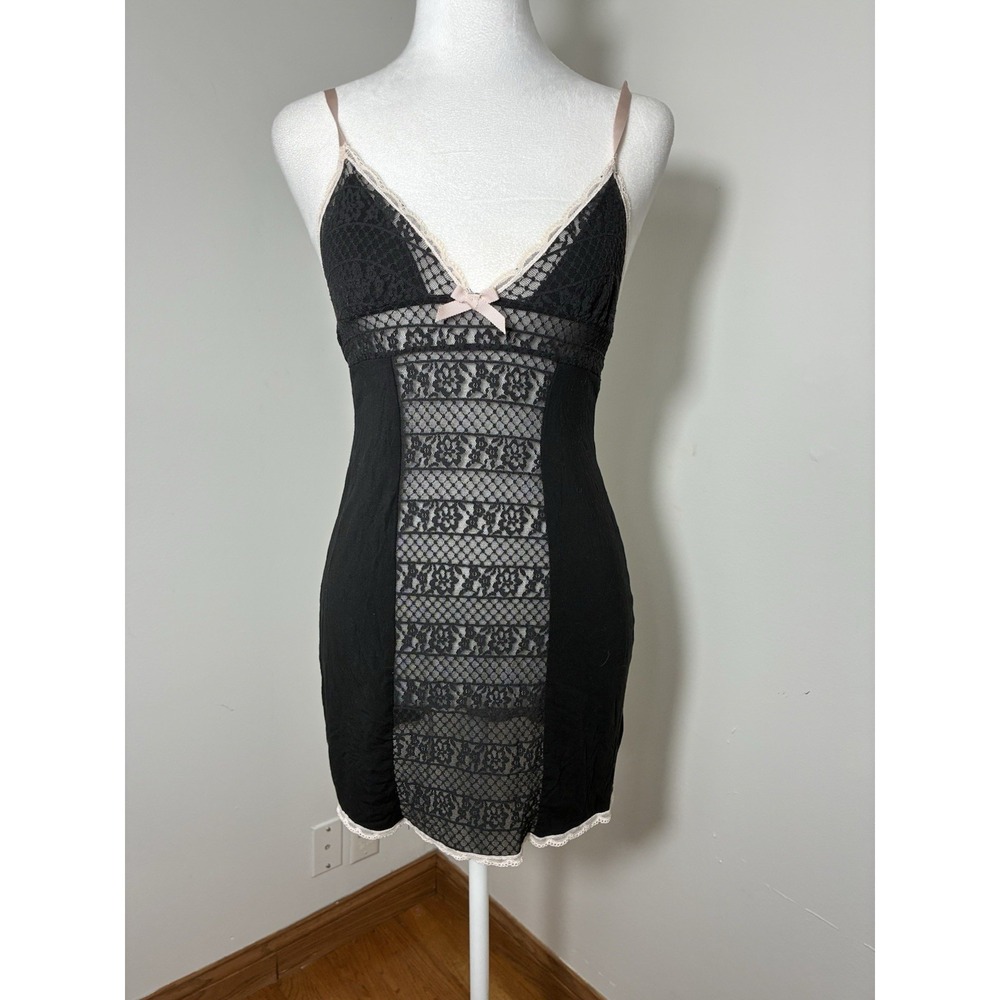 Victoria's Secret Mesh Slip Nightgown Sz Small Black Y2K 2012 Feminine